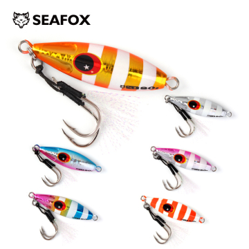 Seafox Metal Jig Deep Sea Fast Sinking Speed Fall Bait Luminous Slow Jigging Fishing Lures" could be shortened to:

"Seafox Metal Jig Deep Sea Fast Sinking Luminous Fishing Lures" 

This title captures the key features while remaining concise.