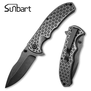 3cr13 Steel Blade Gun Color Factory Direct Aluminum Handle Folding Knife