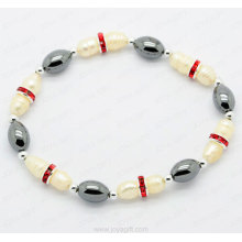 pearl hematite drum beads bracelet