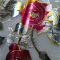 tecido de renda com estampa floral de folha de malha elástica