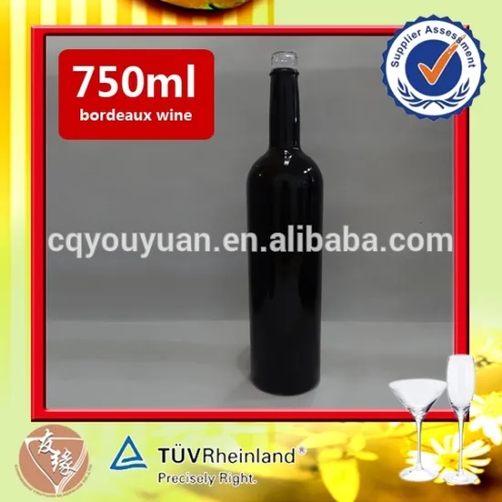 Quality bordeaux 750ml black glass wine bottles wholesale
