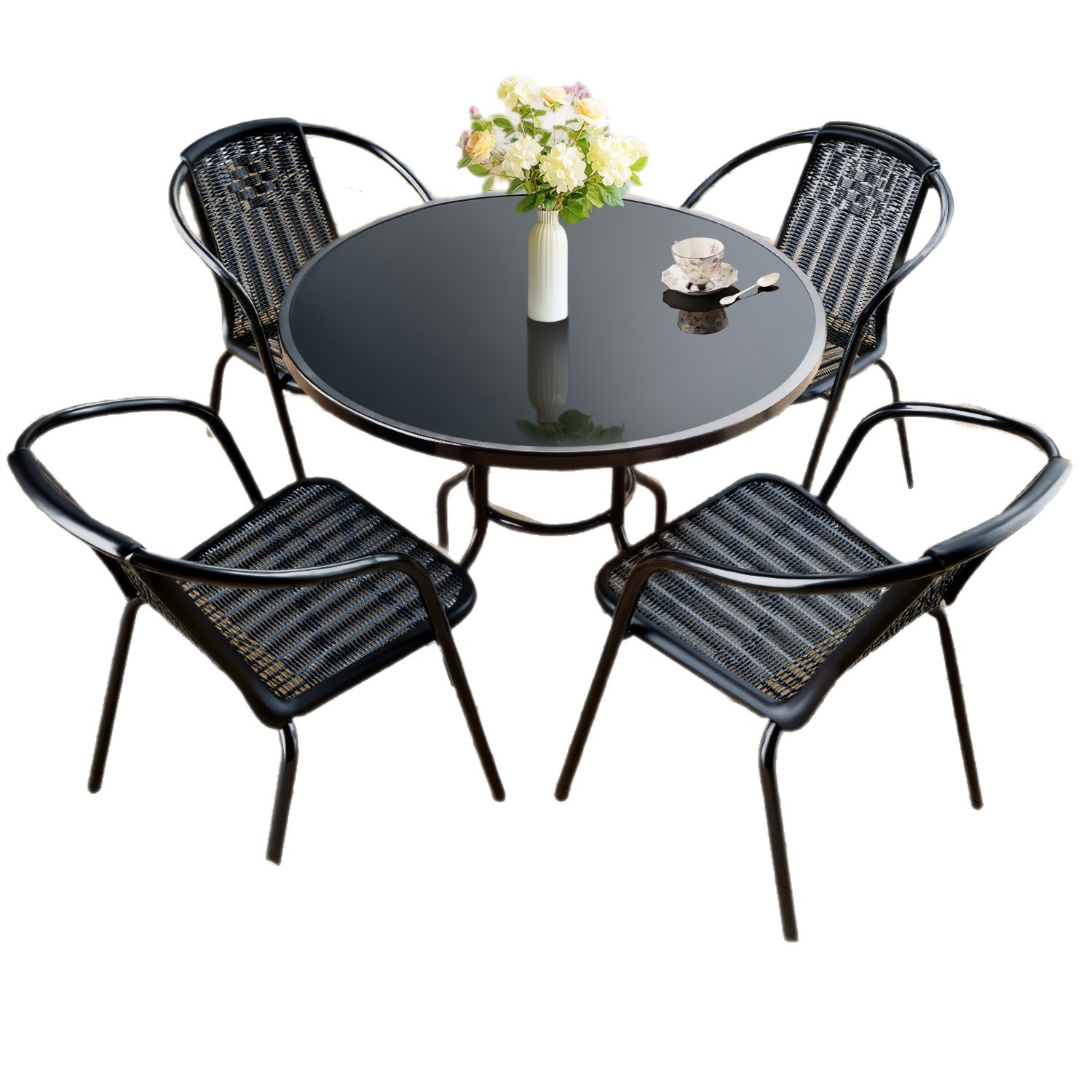 Black Glass Folding Table