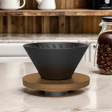 Ceramic Coffee Dripper with Wooden Walnut Holder
