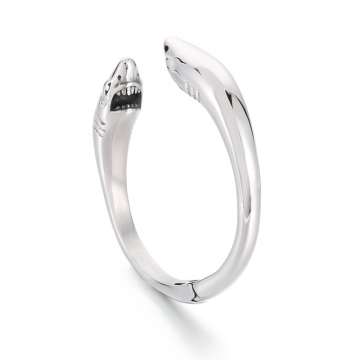 KALEN Unisex Cute Stainless Steel Shark Head Charm Cuff Bracelet
