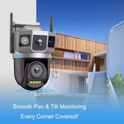 Alarming Outdoor PTZ Dual Lens 4MP Wireless 4G LTE Security Camera