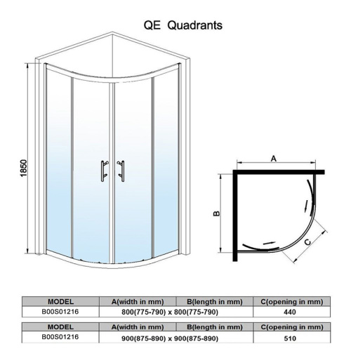 Puerta corrediza de ducha redonda de Sally Quadrant Baño