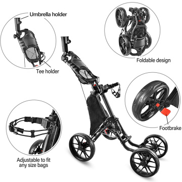 New 4 Wheel Golf Push Cart Golf Trolley