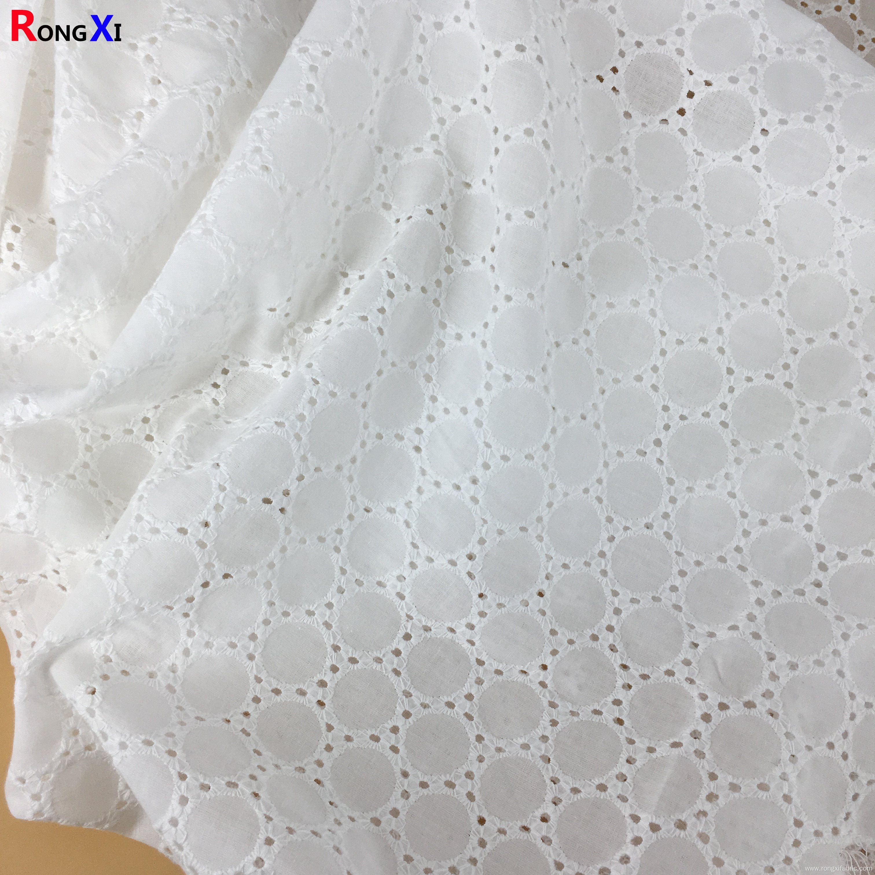 Embroidered Hole Voile White Cotton Lace fabrics