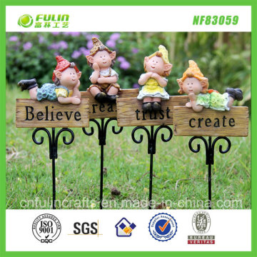 Resin New Garden Welcome Sign Gnome Stake (NF83059)