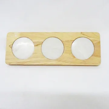 Round Marble Stone + Rectangle Wooden Base Cheese Board