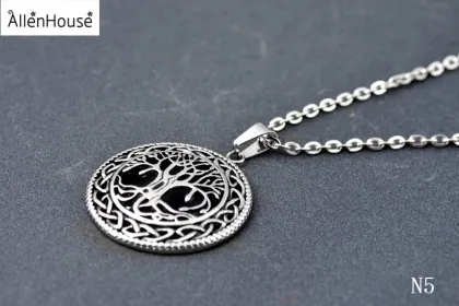 2022 Men's Stainless Steel Family Tree Pendant Necklace - Wholesale