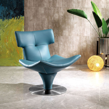 Stainless Steel Base Pu Leather Living Room Lounge Chair