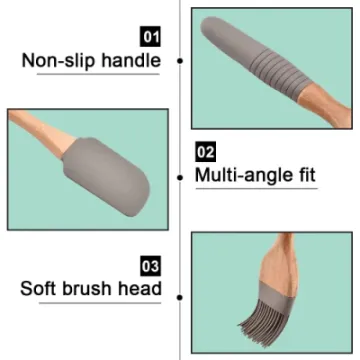 1 Set Silicone Detachable Heat Resistant Baking Spatula Cooking Basting Brushes