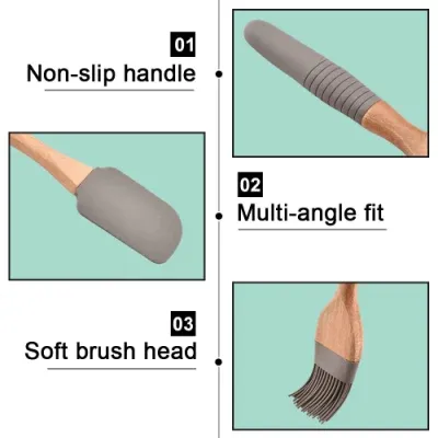 1 Set Silicone Detachable Heat Resistant Baking Spatula Cooking Basting Brushes