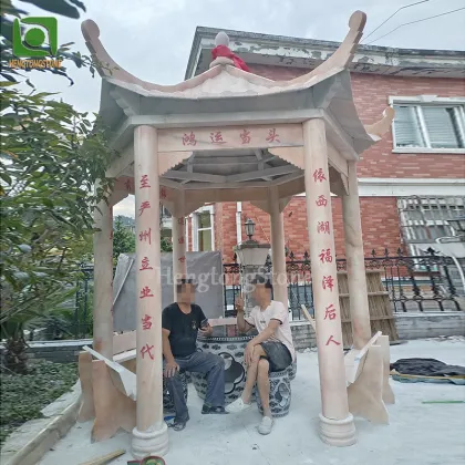 Chinese Style Granite Outdoor Pavilion Sculpture