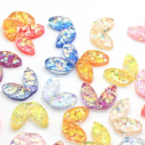 Hot Selling Vlinder Vormige Glitter Plat Hars Kralen Charms DIY Decoratie PhoneToy Ornamenten Kralen