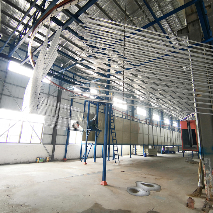 Spray painting line for hardwares and metals