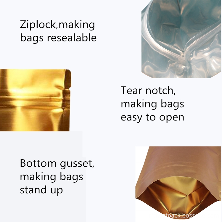 Custom printing aluminum foil stand up ziplock pounch