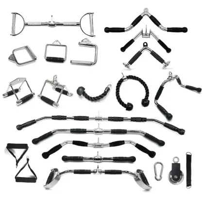 Body Building and Gym Workout Equipment: Pull Back Device and Handle Sets