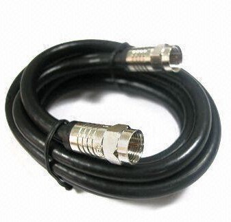 6ft RG6 75ohm Coaxial Cable With Zinc Coated F Connectors, Black Jacket