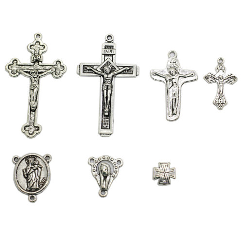 Assorted Design Zinc Alloy Cross Pendant Charms Metallic Christmas DIY Craft Earring Necklaces Jewelry Finding Accessories Supp