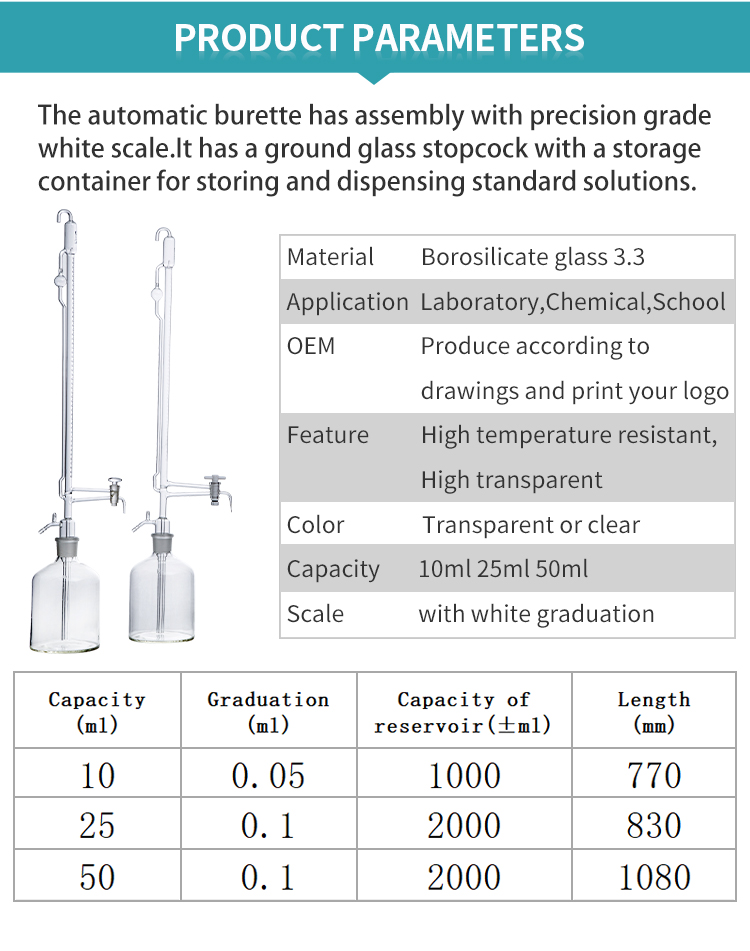 Amber Glass Automatic Burette With Ptfe Stopcock, High Quality Amber ...