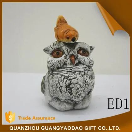 Miniature two innocent sleeping owls wedding decoration table decoration
