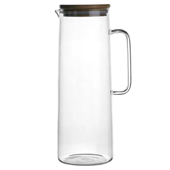Hot Selling Large Cold Kettle Drink Glass Jug with Handle for Restaurants
