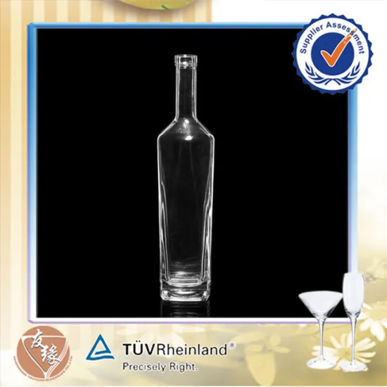 Long Neck Flint Glass Round Tequila Glass Bottle Clear Wine Bottle 750ML