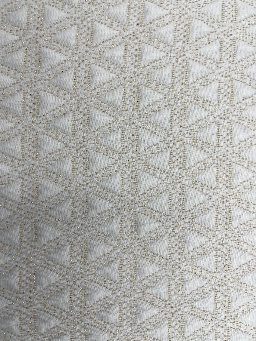 Tecido jacquard de elastano 88% poliéster 10% dourado 2%