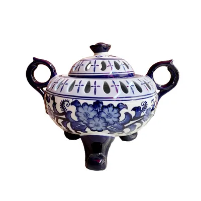 Blue and White Porcelain Chinese Antique Incense Burner