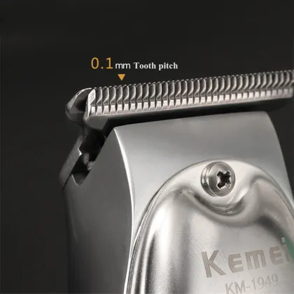 Kemei 1949 Professional Hair Clipper All Metal Men Electric Cordless Hair Trimmer 0mm Baldheaded T Blade Finish Haircut Machine