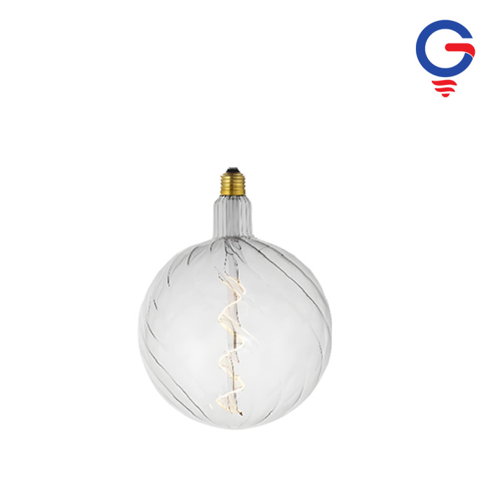Clear Spiral Textured Glass Globe LED Bulb
