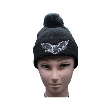 Beanie Kait Bawal Bersulam Helang Berbintik Hitam