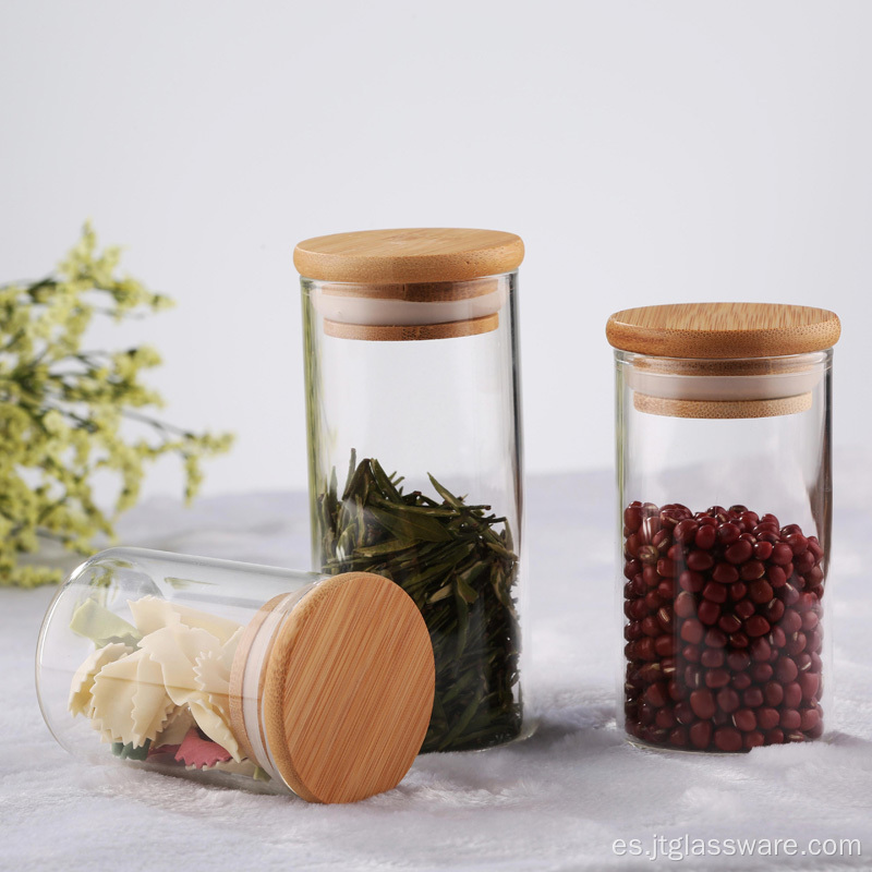 Mini tarro de vidrio para almacenamiento de cocina con tapas