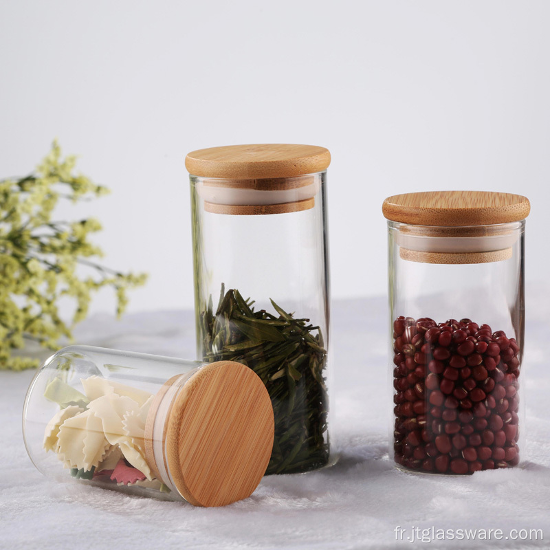 Mini bocal en verre de rangement pour cuisine avec couvercles