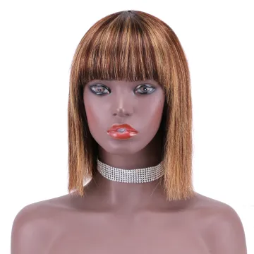 wholesale cheap brazilian hair bob wig with bangs ombre T color pixie short raw indian malaysian virgin human hair wig for woman