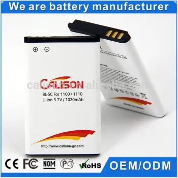 10 years experience factory 1020mAh Nokia BL-5C Mobile Phone Recharging Batteries
