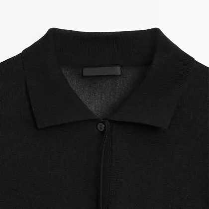 Women's urban minimalist commuting style bat sleeve knitted polo shirt