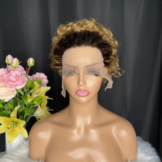 Short Curly Pixie Cut Human Hair Wig for Black Women - Glueless 13x1 Lace Frontal