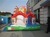 Giant funny Smurfs inflatable slide with two door for sale