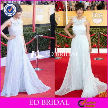NS409 Charming Handmade Flower Decorated Beautiful Red Carpet Celebrities Dresses
