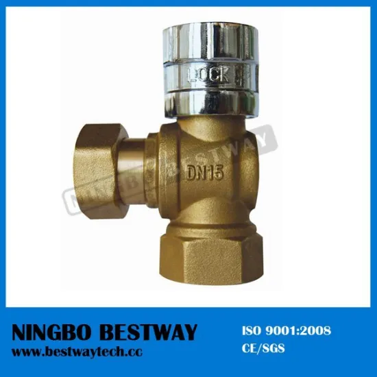 Angle Type lockable Brass water meter ball valve with magnetic lock