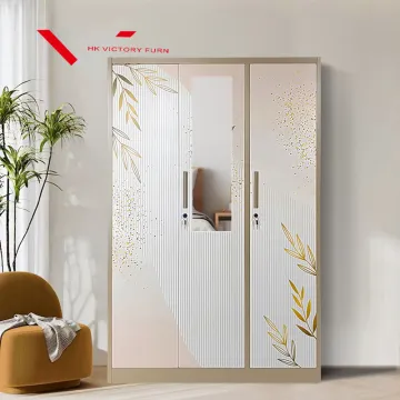 Custom Steel Almirah: Factory Wholesale 3-Door Bedroom Metal Wardrobe