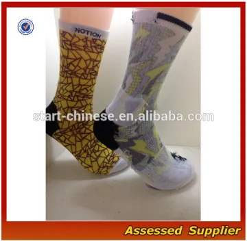High Quality Sublimated New Skill 360 Digtal Print Polyester Sport Basketball Socks For Men