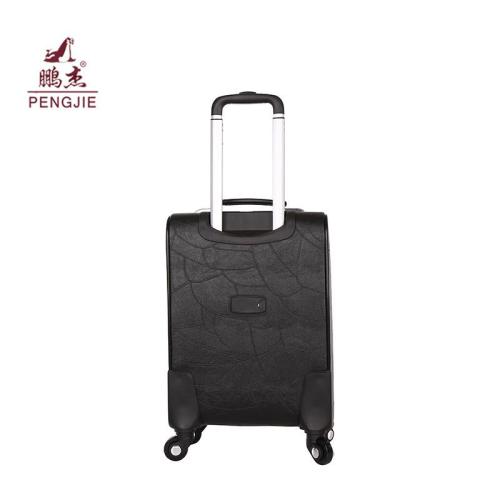 Embossed spinner wheels leather travel hand luggage trolley