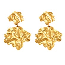 Elegant Hammered Pleated Leaf Ear Studs for Fashion