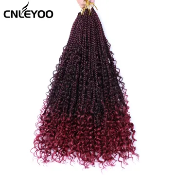 Factory 18" Bohemian Box Braids Bohemian Crochet Hair (12 Roots/piece) Curly End Crochet Box Braiding Hair Extension for Women