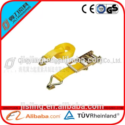 ratchet lashing strap with Double J hook rigging safty belt