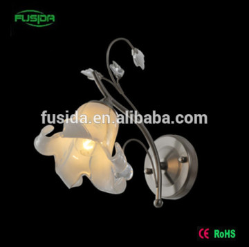 Top selling Decorative Metal Base and Glass Flower Shade Bedside Wall Lamp for home/hotel lighting decoration